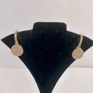 Swarovski Gold-Tone Pave Disc Drop Earrings